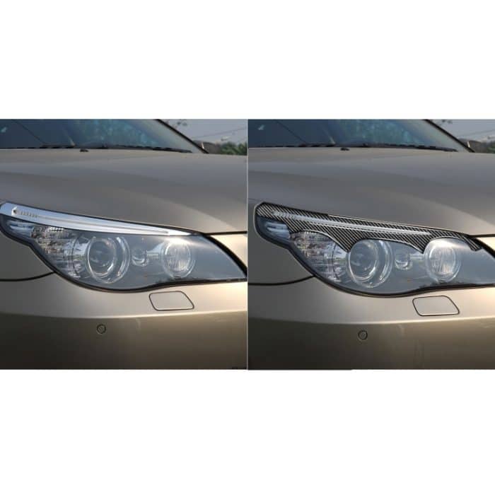 2 Stück / Set Carbon Faser Auto Lampe Augenbraue Dekorative Aufkleber für BMW E60 5 Series 2004-2010, Tropfenkleberversion – Bild 6