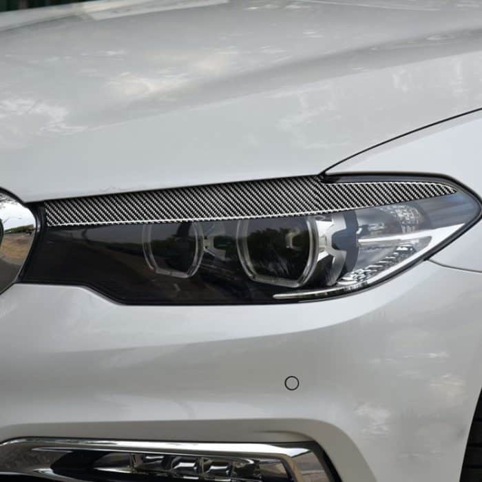 2 Stück / Set Kohlefaser-Auto-Lampen-Augenbraue-dekorativer Aufkleber für BMW 5-Serie G30 / G38 2018, Drop-Kleber-Version – Bild 5
