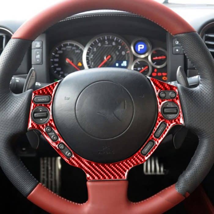 3 Teile/satz Carbon Faser Auto Armaturenbrett Lenkrad Tasten Dekorative Aufkleber für Nissan GTR R35 2008-2016, links und Rechts Fahren Universal, Dashboard Steering Wheel Buttons – Bild 5
