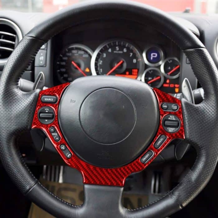 Carbon-Faser-Auto-Lenkrad-Tasten, dekorativer Aufkleber für Nissan GTR R35 2008–2016, links und rechts fahrend, universell, Steering Wheel Buttons – Bild 5