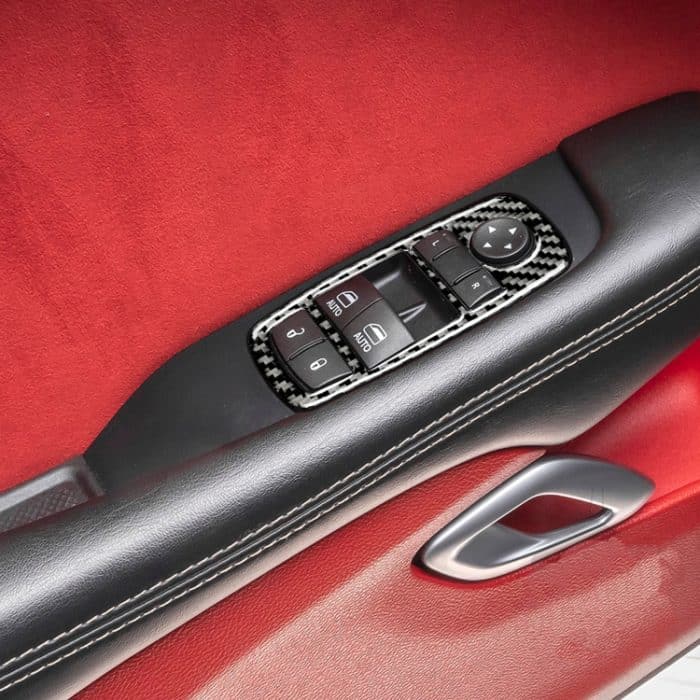 Carbon Fiber Car Window Lift Button Dekorativer Aufkleber für Dodge Challenger 2015 bis jetzt, Links fahren – Bild 6