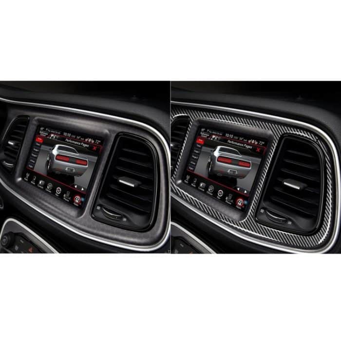 4 PCS / Set Kohlefaser Auto Zentralsteuerung Instrumentensatz Dekorativer Aufkleber für Dodge Challenger 2015 bis jetzt, Links fahren – Bild 6