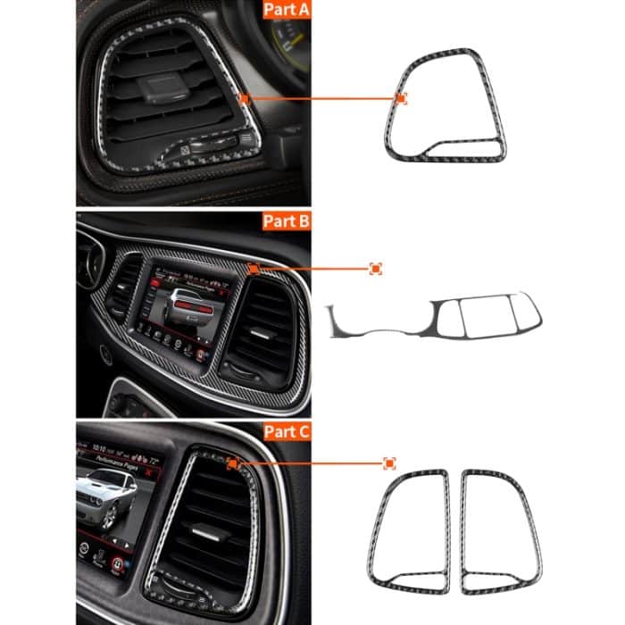 4 PCS / Set Kohlefaser Auto Zentralsteuerung Instrumentensatz Dekorativer Aufkleber für Dodge Challenger 2015 bis jetzt, Links fahren – Bild 7