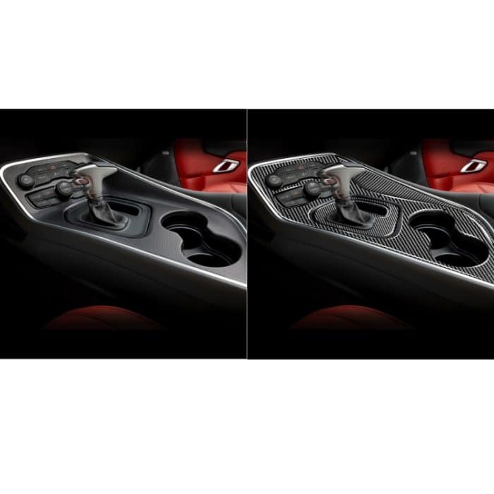 4 PCS / Set Carbon Fibre Car Central Control Gear Dekorativer Aufkleber für Dodge Challenger 2015 bis jetzt, Links fahren – Bild 7