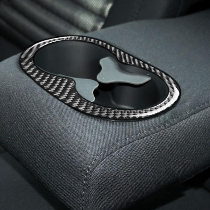 Carbon Fiber Auto hinten Handlauf Cup Holder dekorative Aufkleber für Dodge Challenger 2015 bis jetzt, links fahren – Bild 6