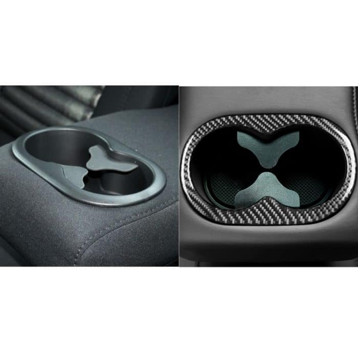 Carbon Fiber Auto hinten Handlauf Cup Holder dekorative Aufkleber für Dodge Challenger 2015 bis jetzt, links fahren – Bild 7