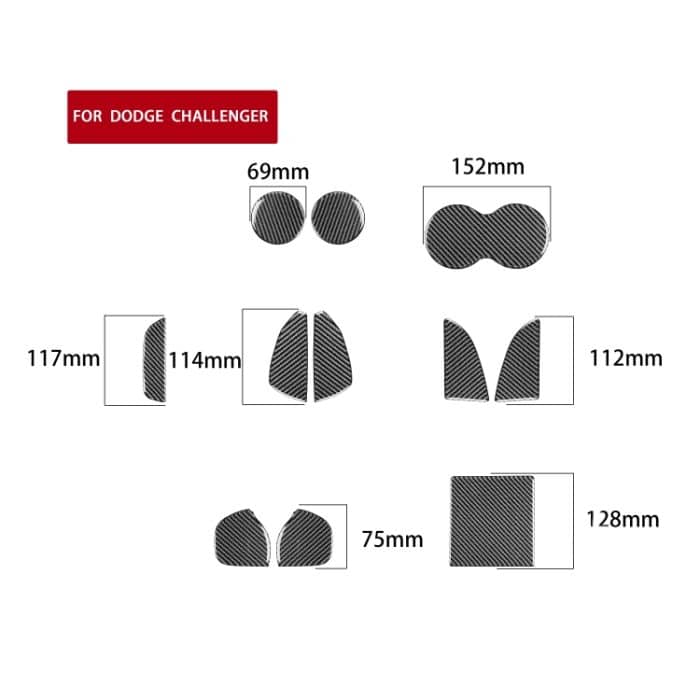 11 PCS / Set Kohlefaser Autotür Slot Pad Dekorativer Aufkleber für Dodge Challenger 2015 bis jetzt, Links fahren – Bild 2