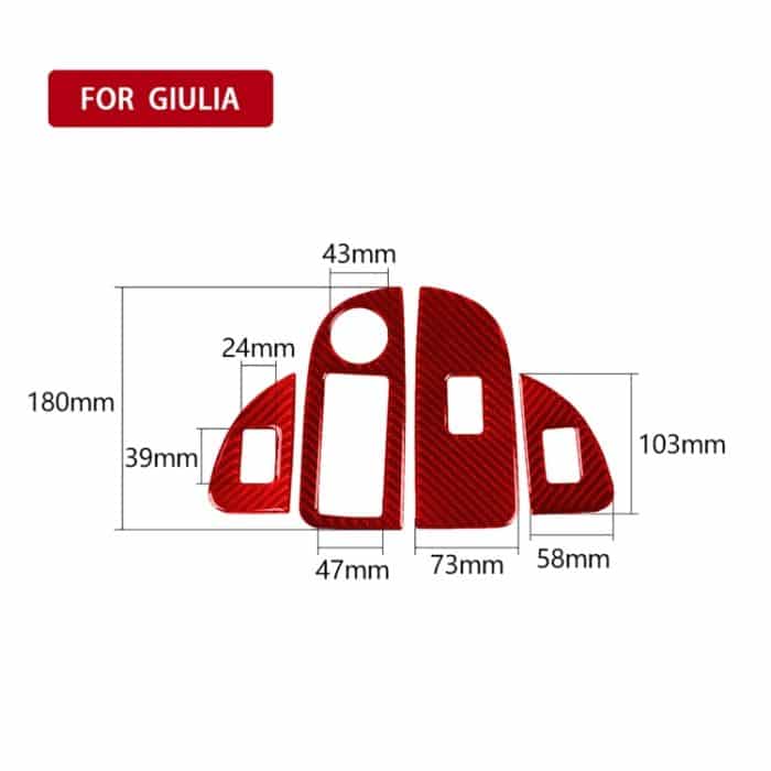 4 Teile/satz Carbon Faser Auto Fenster Taste Panel Dekorative Aufkleber für Alfa Romeo Giulia 2017-2019, Rechts antrieb, Window Button Panel,Right Drive – Bild 2