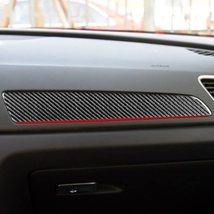 Kohlefaser-Auto-CO-Pilot-Trim-rote Kante-dekorativer Aufkleber für Audi Q3 2013-2018, linke Fahrt – Bild 5