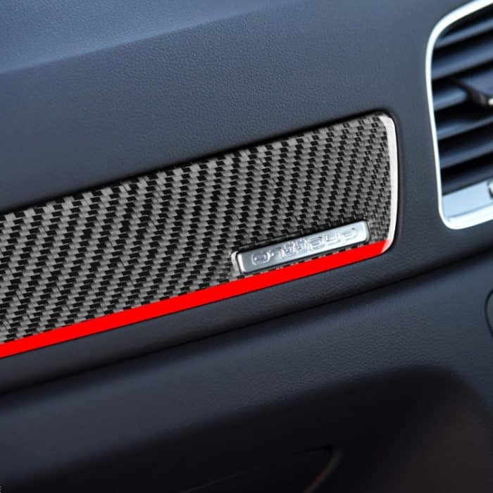 Kohlefaser-Auto-Co-Pilot-Trim-rote Kante mit Loch dekorativer Aufkleber für Audi Q3 2013-2018, Rechtsfahrt – Bild 5