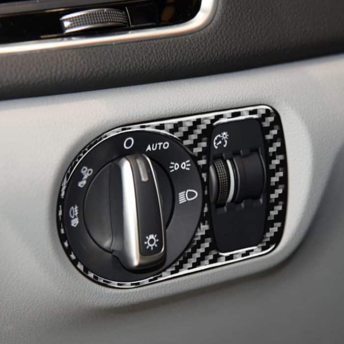 Kohlefaserauto-Scheinwerferschalter Dekorativer Aufkleber für Audi Q3 2013-2018, links und rechts Antrieb universell – Bild 5