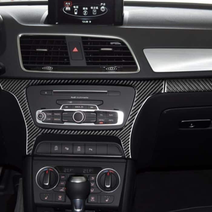 2 stücke / set Kohlefaser-Auto-zentrale Steuerungs-CD außerhalb des Rahmens dekorativer Aufkleber für Audi Q3 2013-2018, linke Fahrt – Bild 5