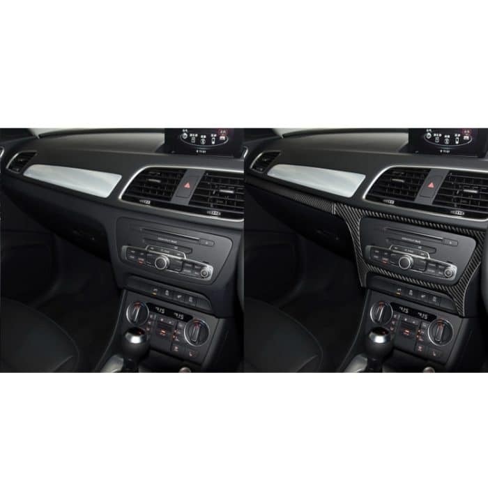 2 Stück / Set Carbon Fiber Car Central Control CD Außen Rahmen Dekorativer Aufkleber für Audi Q3 2013-2018, Rechtsfahrt – Bild 6