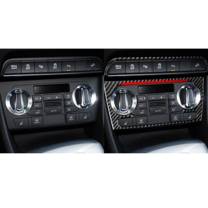 Kohlefaser-Fahrzeug-Klimaanlage-Knopfrahmen-roter Rand-dekorativer Aufkleber für Audi Q3 2013-2018, links und rechts Antrieb universell – Bild 6