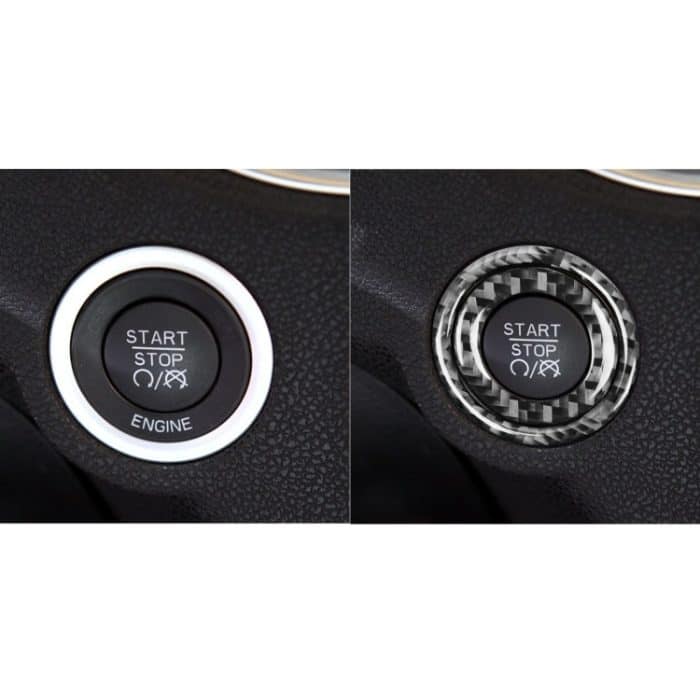 2 PCS / Set Kohlefaser Auto Zündschalter Dekorativer Aufkleber für Dodge Challenger 2015 bis jetzt, Links fahren – Bild 4