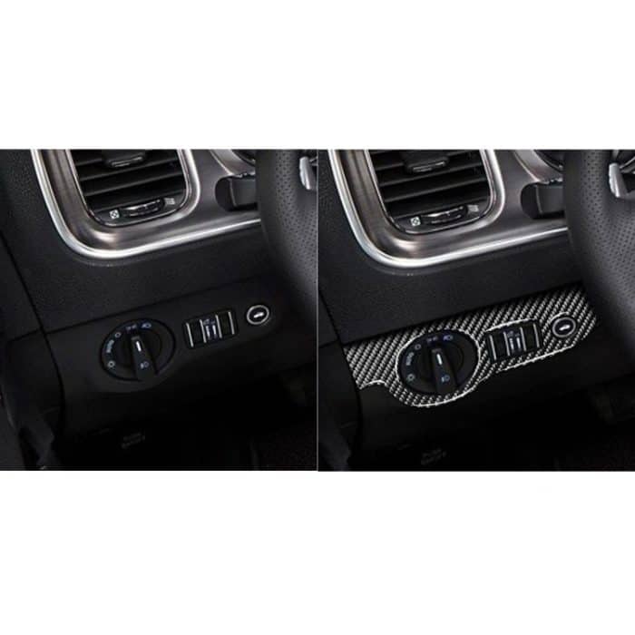 Carbon Fiber Auto Scheinwerfer Schalter Panel dekorative Aufkleber für Dodge Challenger 2015 bis jetzt, links fahren – Bild 7