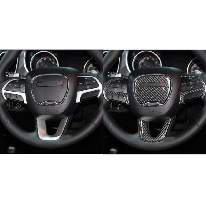 5 PCS / Set Carbon Lenkrad Auto Lenkrad dekorative Aufkleber für Dodge Challenger 2015 bis jetzt, links fahren – Bild 7