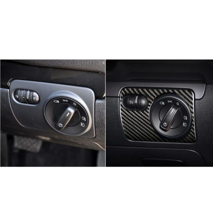 Carbon Faser Auto Scheinwerfer Schalter Panel dekorative Aufkleber für Volkswagen Golf 6 2008-2012, Rechts fahren – Bild 7