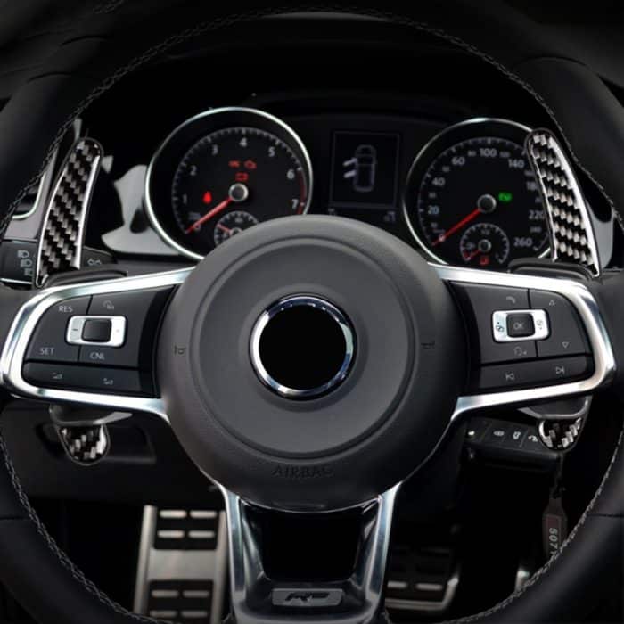 Kohlefaser Auto Zentrallenkradpaddel Dekorativer Aufkleber für Volkswagen Golf 6 2008-2012 – Bild 6