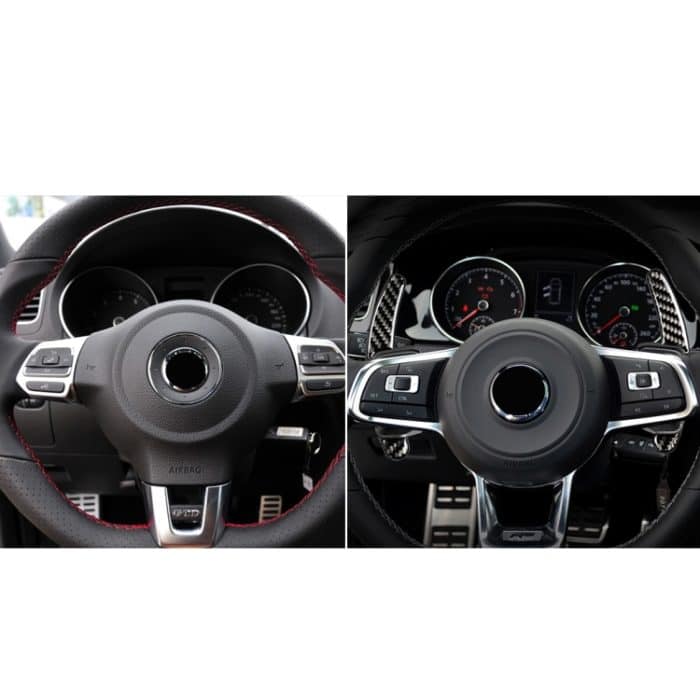 Kohlefaser Auto Zentrallenkradpaddel Dekorativer Aufkleber für Volkswagen Golf 6 2008-2012 – Bild 7