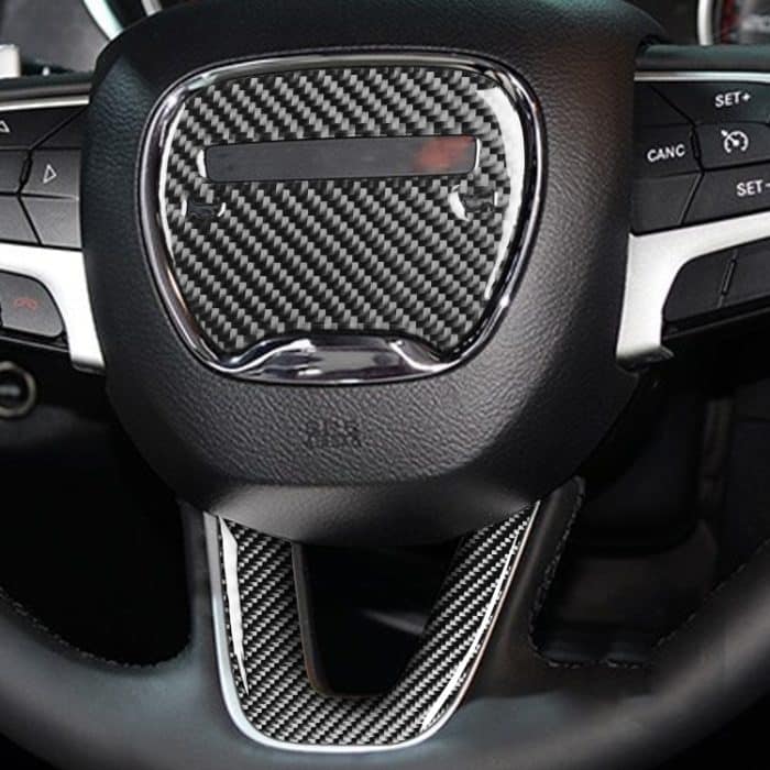 2 PCS / Set Carbon Lenkrad Logo + Kinn dekorative Aufkleber für Dodge Challenger 2015 bis jetzt, links fahren – Bild 6