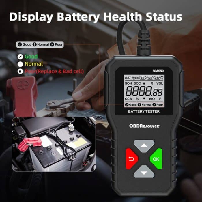 BM550 6V / 12V / 24V 3 in 1 Batterietester Analysator Batterielebensdauerdetektor – Bild 9