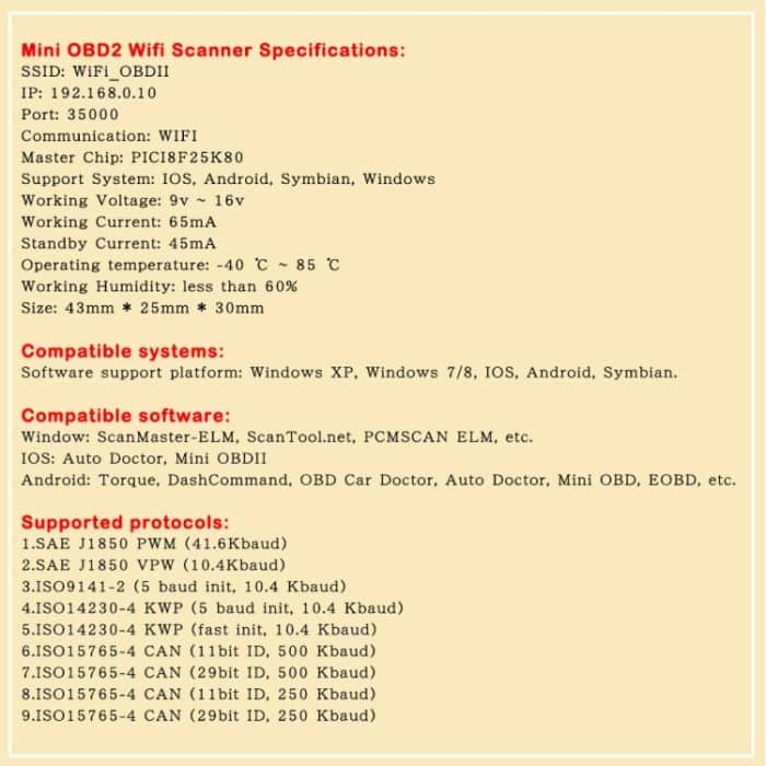 OBD2 WIFI Mini-Auto-Detektor-Auto-Fehler-Diagnose-Tool – Bild 7