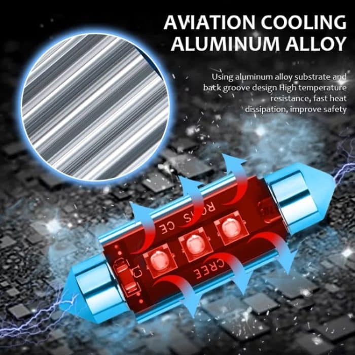 2pcs 39mm IC12V / 2.76W / 0.23A / 300LM 3LEDs SMD Auto Leselampe Lichtkuppel – Bild 5