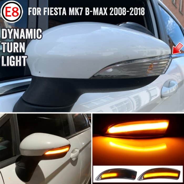 1 paar Für Ford Fiesta 2008-2017 Auto Dynamische LED Blinker Licht Rückspiegel Blink Wasser Blinker, For Ford Fiesta 2008-2017 (Transparent Black) – Bild 7