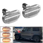 2 Stück für Suzuki Jimny JB64W 2018/07- Auto-dynamisches LED-Fender-Seitenlicht, For Suzuki Jimny JB64W 2018/07- (Transparent), For Suzuki Jimny JB64W 2018/07- (Transparent Black)