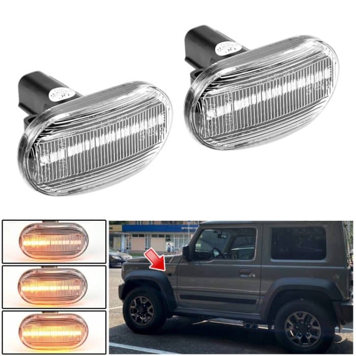 CRP7920T.jpg 2 Stück für Suzuki Jimny JB64W 2018/07- Auto-dynamisches LED-Fender-Seitenlicht, For Suzuki Jimny JB64W 2018/07- (Transparent), For Suzuki Jimny JB64W 2018/07- (Transparent Black) – Bild 1