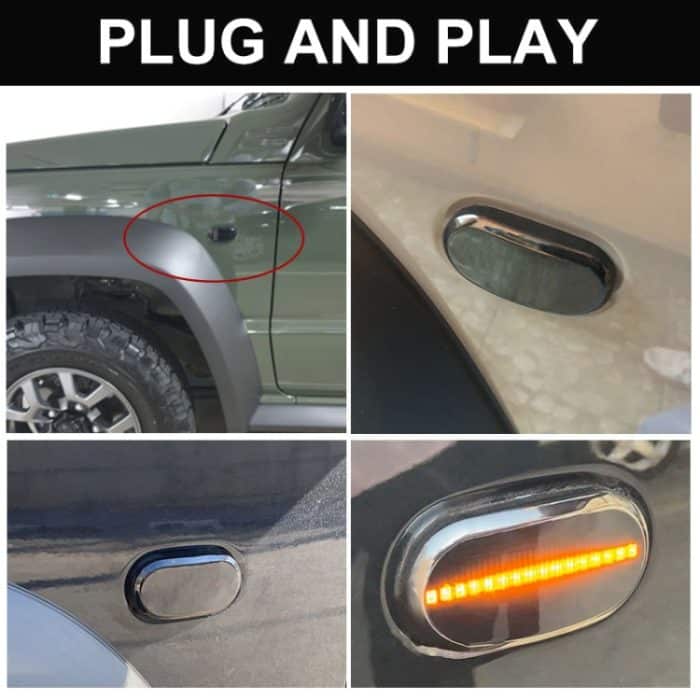 2 Stück für Suzuki Jimny JB64W 2018/07- Auto-dynamisches LED-Fender-Seitenlicht, For Suzuki Jimny JB64W 2018/07- (Transparent), For Suzuki Jimny JB64W 2018/07- (Transparent Black) – Bild 6