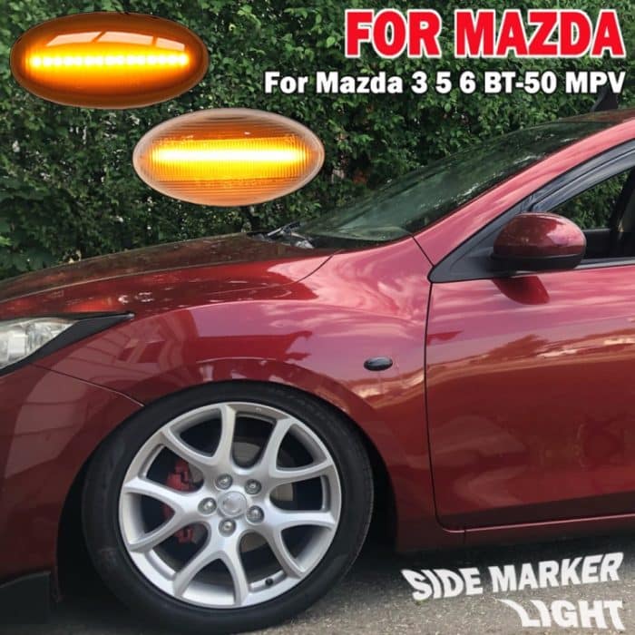 2 Stück für Mazda 2 DY 2003–2007, dynamisches LED-Fender-Seitenlicht, For Mazda 2 DY 2003-2007 (Transparent Black) – Bild 5