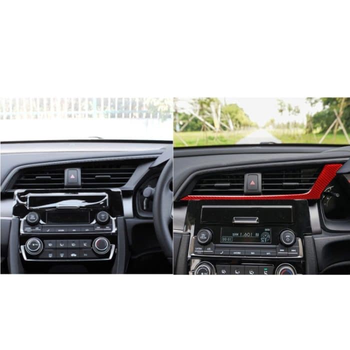Auto-Kohlefaser unter dem zentralen Steuerluftauslass, dekorativer Aufkleber für Honda Civic der zehnten Generation 2016–2019, Rechtsantrieb, Below the Central Control Air Outlet Right Drive – Bild 6