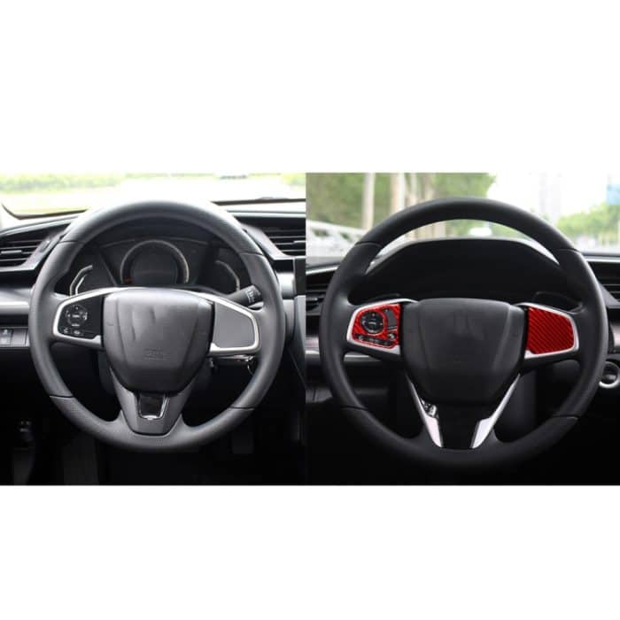 Auto-Carbonfaser-Lenkradknopf, mittlere Konfiguration, dekorativer Aufkleber für Honda Civic der zehnten Generation 2016–2019, Links- und Rechtsantrieb, universell, Steering Wheel Button Middle Configuration – Bild 6