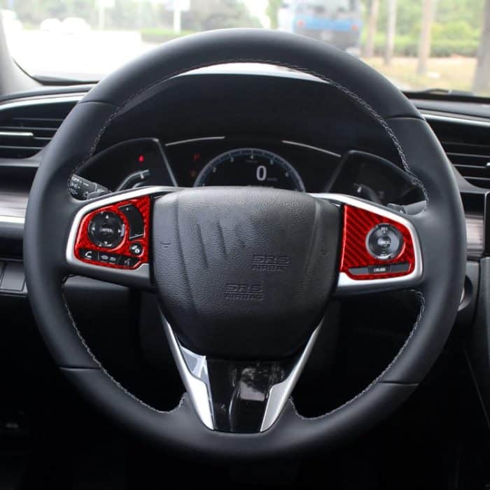 Auto-Carbonfaser-Lenkradknopf, hohe Konfiguration, dekorativer Aufkleber für Honda Civic der zehnten Generation 2016–2019, Links- und Rechtsantrieb, universell, Steering Wheel Button High Configuration – Bild 5