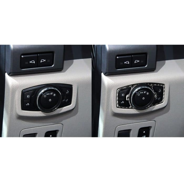 Auto Kohlefaser Scheinwerferschalter Dekorativer Aufkleber für Ford F150 2017-2020, links und rechts Antrieb Universal – Bild 6
