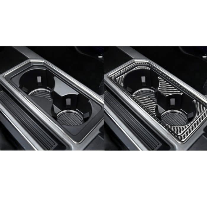 Auto Kohlefaser Frontwasser-Becherhalter-Rahmen dekorativer Aufkleber für Ford F150 2017-2020, linke Fahrt – Bild 6