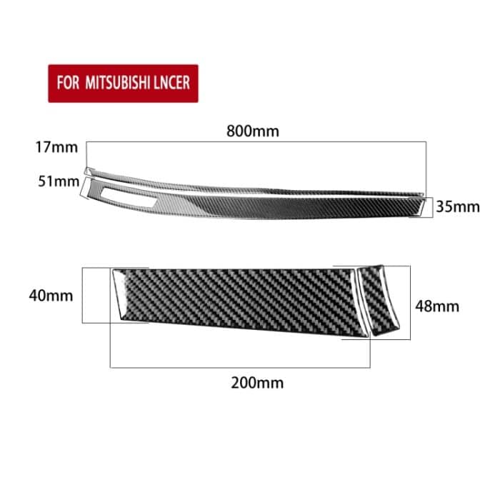 4 PCS Car Carbon Fiber Dashboard Panel Dekorativer Aufkleber für Mitsubishi Lancer EVO 2008-2015, Linkslenker – Bild 2