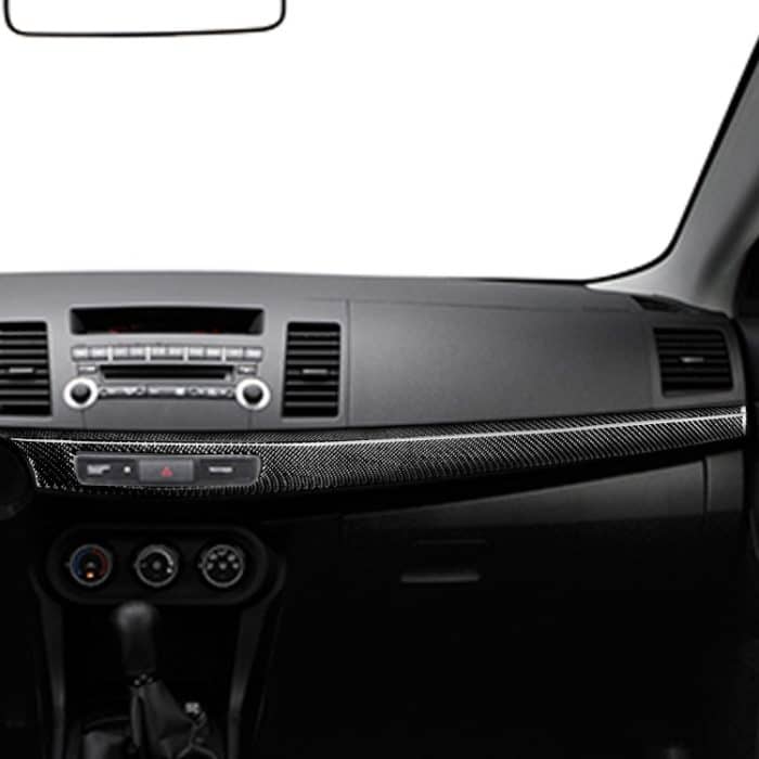 2 PCS Car Carbon Fiber Central Dashboard Panel Dekorativer Aufkleber für Mitsubishi Lancer EVO 2008-2015, Linkslenker – Bild 5