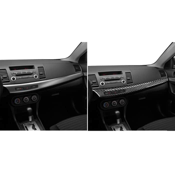 2 PCS Car Carbon Fiber Central Dashboard Panel Dekorativer Aufkleber für Mitsubishi Lancer EVO 2008-2015, Linkslenker – Bild 6