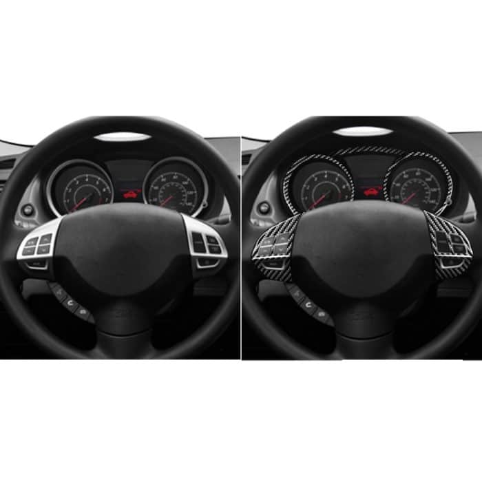 6 PCS Car Carbon Faser Tachometer + Lenkradknöpfe Dekorativer Aufkleber für Mitsubishi Lancer DE ES GTS 2008-2015, Links- und Rechtsantrieb Universal – Bild 6