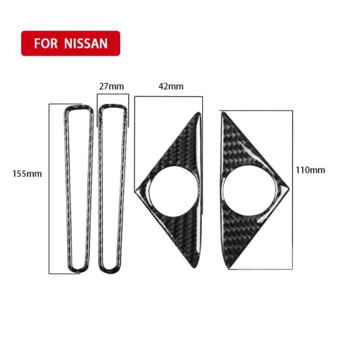 4 PCS Car Carbon Fiber Türhorn + Fensterluftauslass Dekorativer Aufkleber für Nissan GTR R35 2008-2020, Links- und Rechtsantrieb Universal – Bild 2