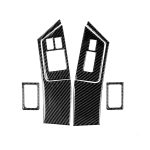 6 PCS Car Carbon Fiber Fensterheber Knopf Türschloss Dekorativer Aufkleber für Nissan GTR R35 2008-2016, Linkslenker