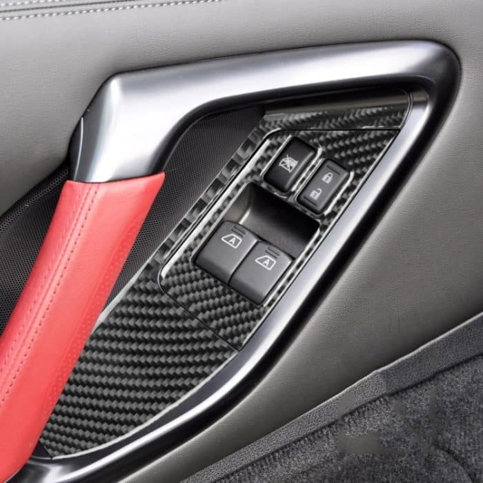 4 PCS Car Carbon Fiber Window Lift Button Panel Dekorativer Aufkleber für Nissan GTR R35 2008-2016, Linkslenker – Bild 5