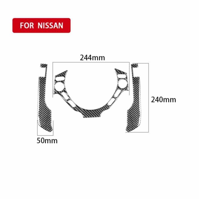 3 PCS Car Carbon Faser Armaturenbrett Lenkradknöpfe Dekorativer Aufkleber für Nissan GTR R35 2008-2016, Links- und Rechtsantrieb Universal – Bild 2