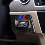 Dreifarbiger Kohlefaserwagen links fahren Zündschalter Dekorativer Aufkleber für BMW E90 / E92 2005-2012