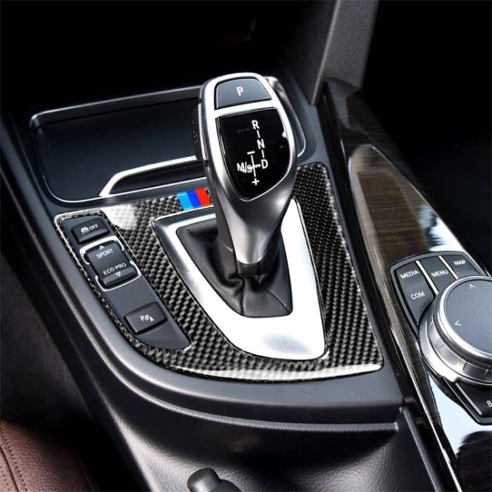 Dekorativer Aufkleber mit dreifarbiger Kohlefaser-Auto-Schalttafel für BMW (F30) 2013-2017 / (F34) 2013-2017, für Linksfahrten geeignet – Bild 1