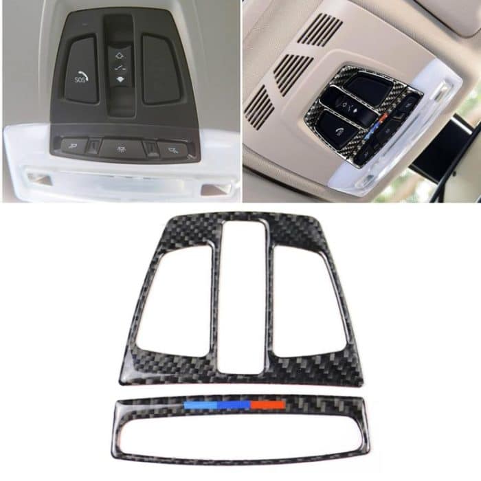 CRP8122.jpg Dreifarbiger Auto-Leselicht-Aufkleber aus Kohlefaser für BMW F20 2012-2017 / F30 / F34 / F32 2013-2017 / X5 2014-2017 / X6 2015-2017 / X1 2016-2017 – Bild 1