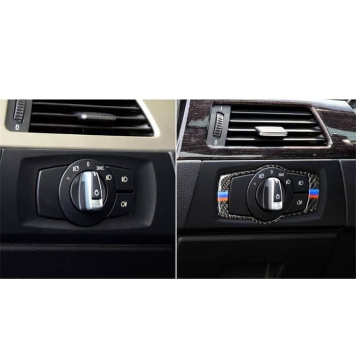 Dreifarbiger Autoscheinwerferschalter für Kohlefaser Dekorativer Aufkleber für BMW E90 / E92 / E93 2005-2012 – Bild 7